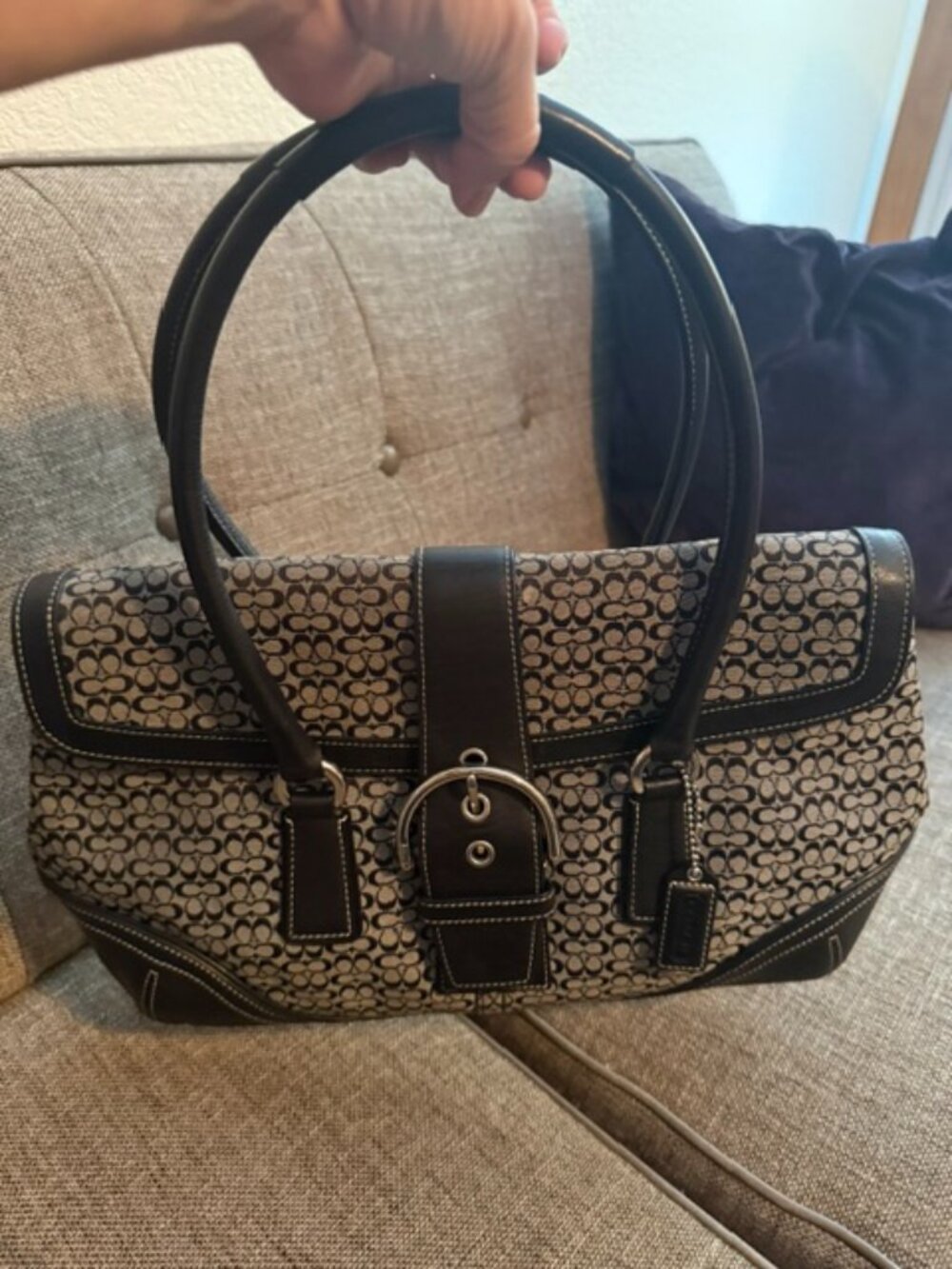 Vintage Y2K Coach Soho Signature Flap Shoulder Bag 6821 Black